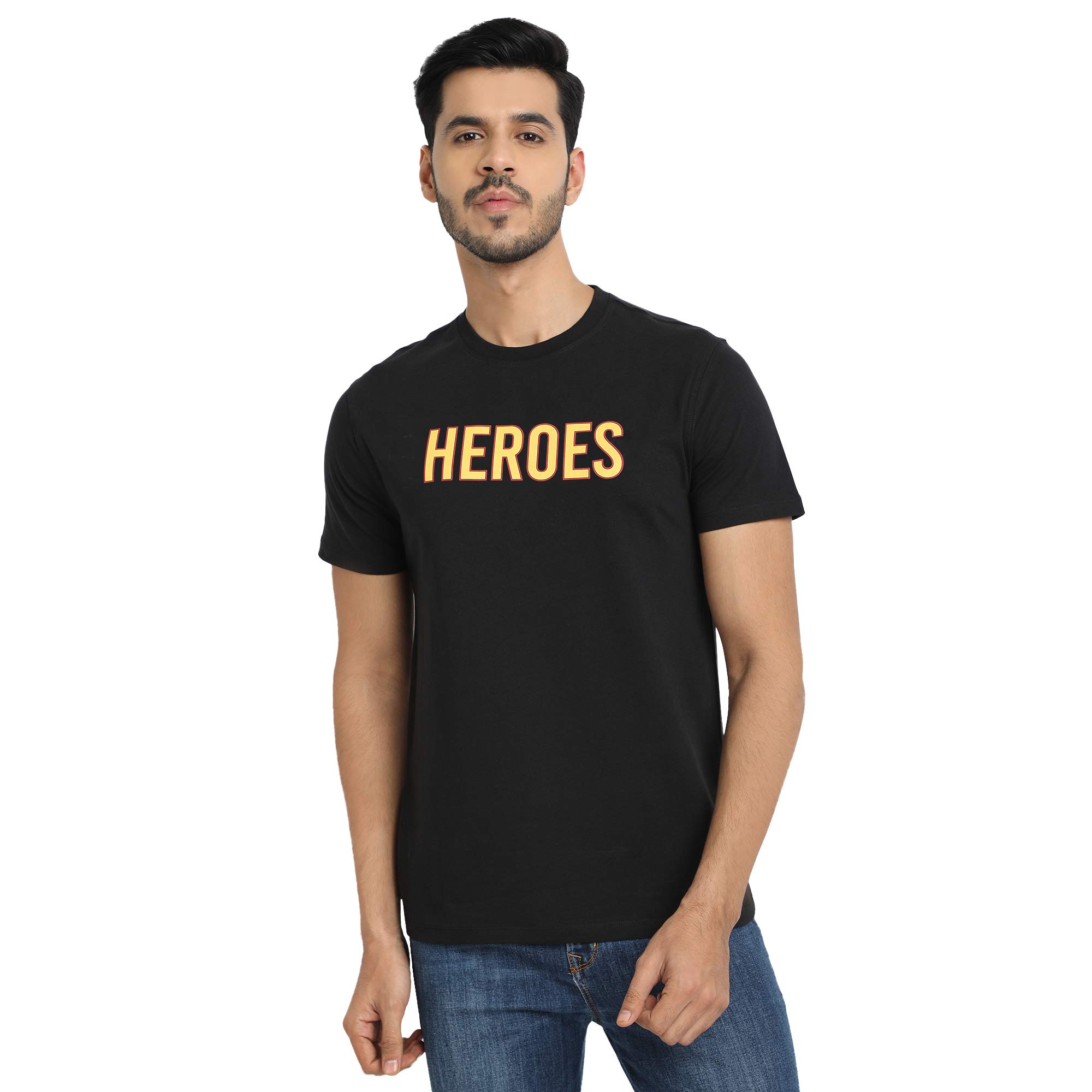 COASTLANDMen's Casual Round Neck Half Sleeves 3D Printed Heroes T-Shirt