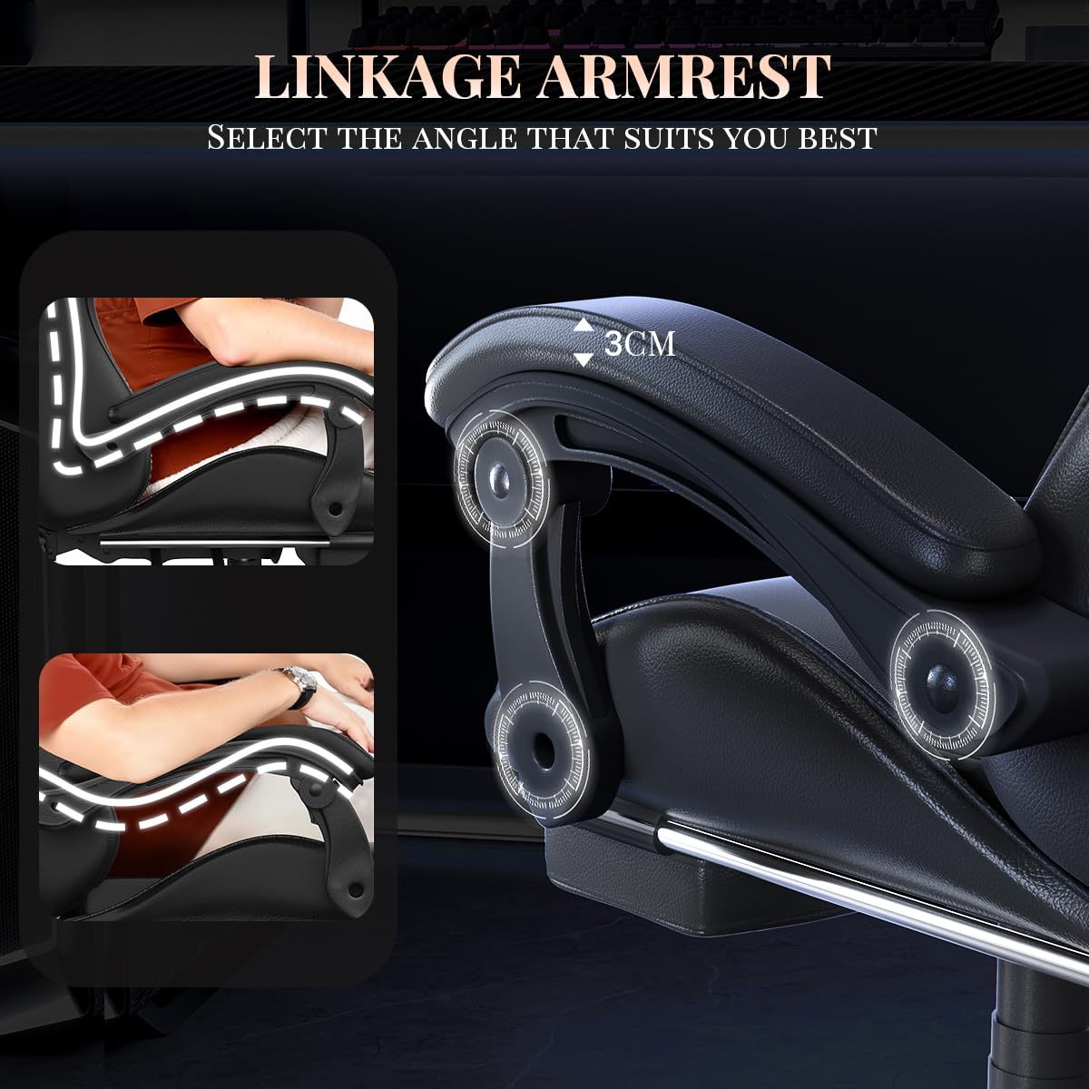 bigzzia Chaise Gaming avec Fonction Massage, Ergonomique Chaise de Gaming Ergonomique avec Coussin Lombaire Massant, Fauteuil Gaming réglable et pivotant capacité de Charge 150 kg