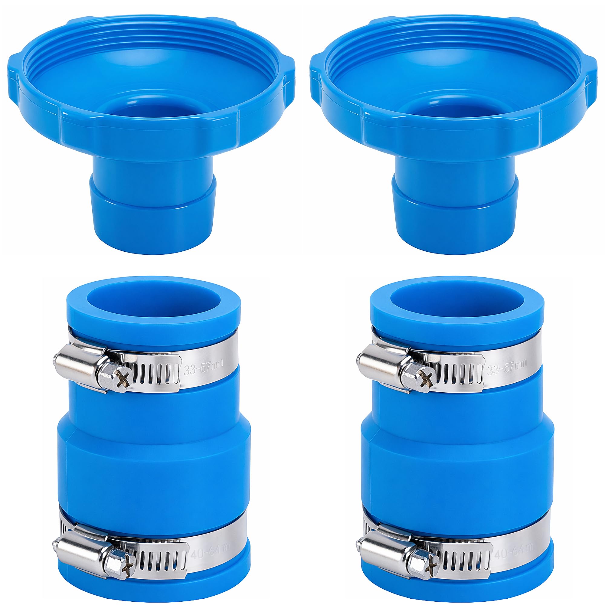 Photo 1 of LFUTARI 2 Pack Pool Vacuum Hose Adapter B, Pool Skimmer Hose Connector Kit, Swimming Pools Adapter B Replacement for 1.25'' and 1.5'' Hoses Skimmer Filter Pump Accessories (Blue)