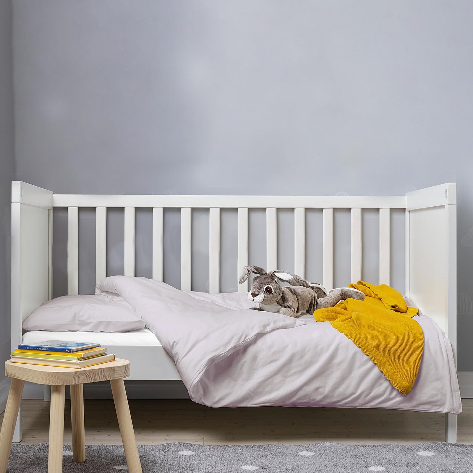 Pizuna Light Lilac Baby Duvet Cover For Crib 100 X 135 Cm, 400 Thread Count 100% Long Staple Cotton Bedding Set, Soft Sateen Weave Crib Duvet Cover With Button Closure & 1 Pillow Case