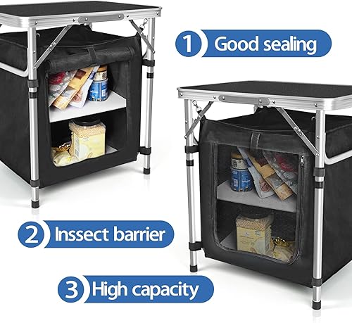 Miniatura 5 de Mesa plegable pequeña, mesa de campamento portátil, altura ajustable, mesa de picnic de 2 pies, mesas de comedor plegables ligeras con patas de