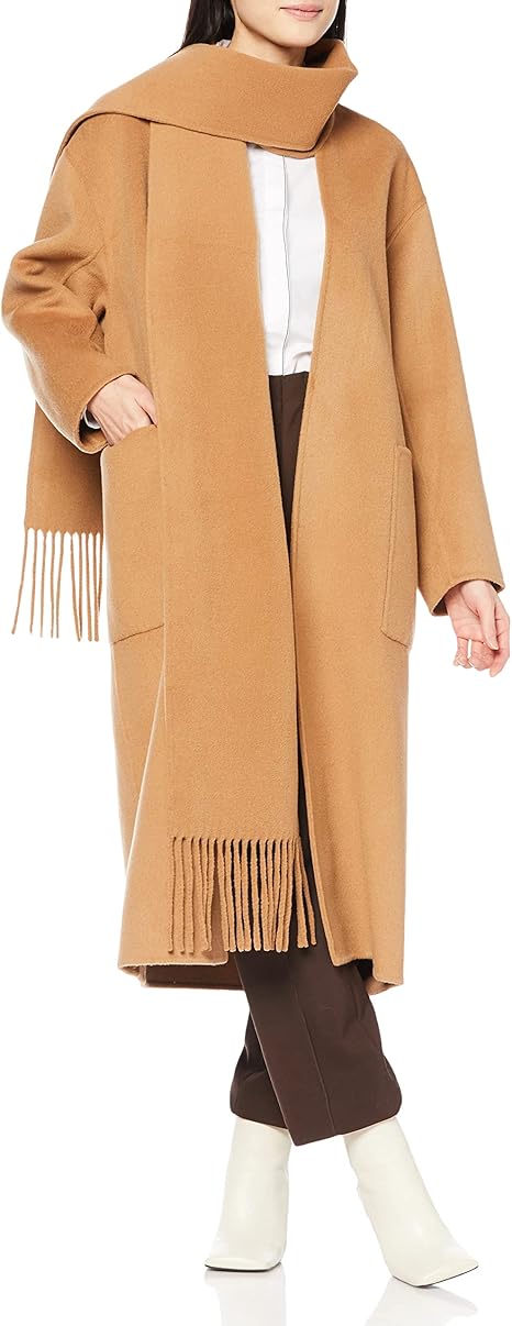 Mila Owenミラオーウェン/フリンジストール付接結ロングコート Mila Owen（ミラオーウェン）の「フリンジストール付接結ロングコート