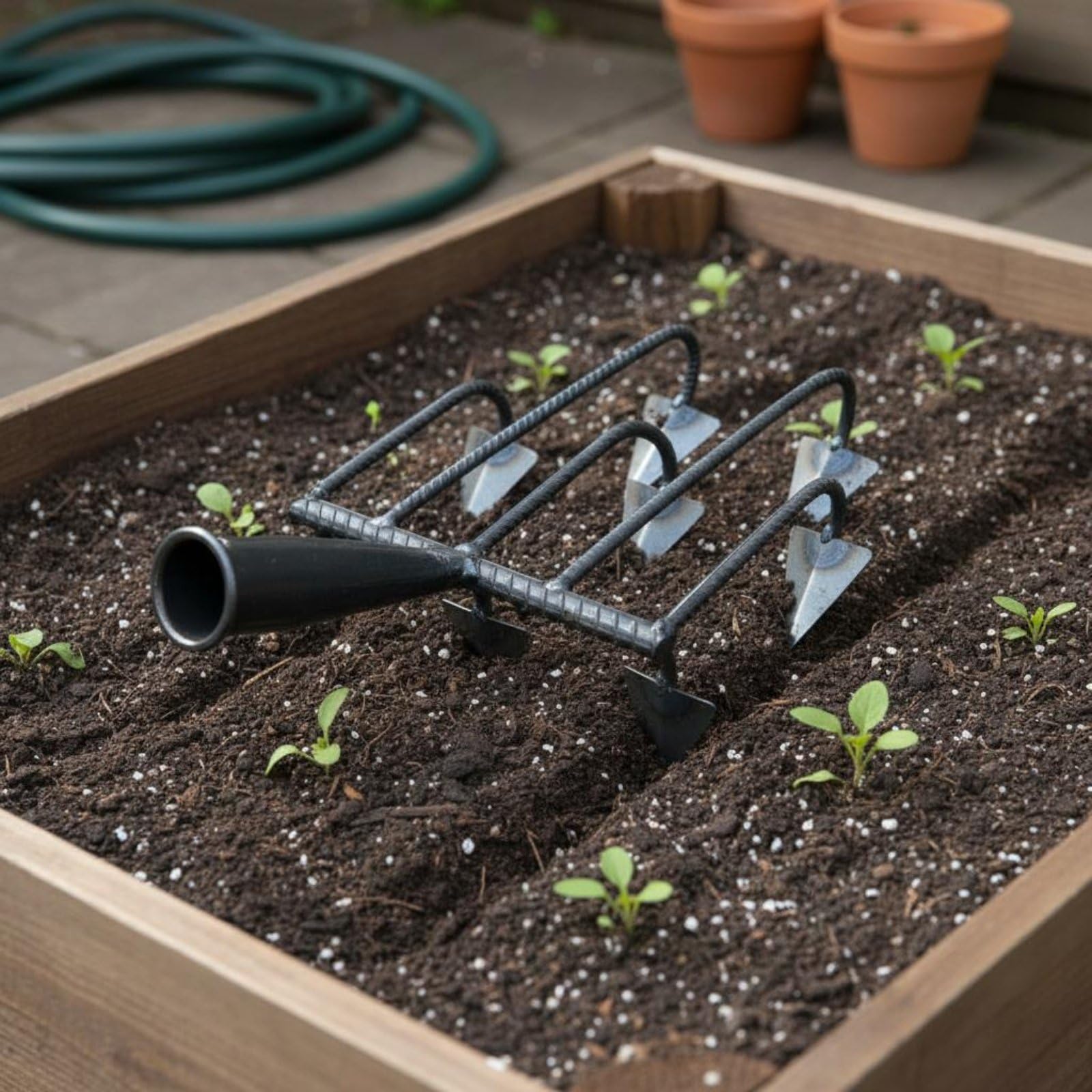 Zappa per Scavi Profondi Multiuso Struttura in Acciaio Rinforzato Denti Multipli per Lavorazione Terreno Adatto a Orto Giardino Fattoria Lavori Agricoli, 7 Denti