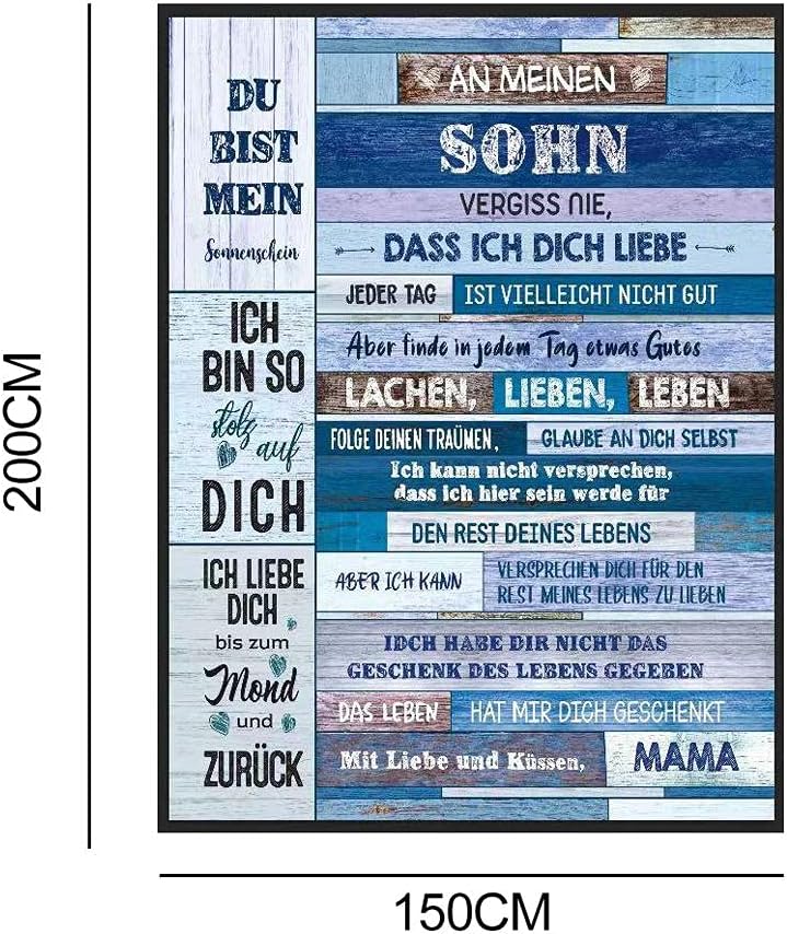Blanket with German Letters, Gift for Son, Soft Polyester Fiber Flannel Blanket, Warm Moments for Family, 130 x 150 cm image 4