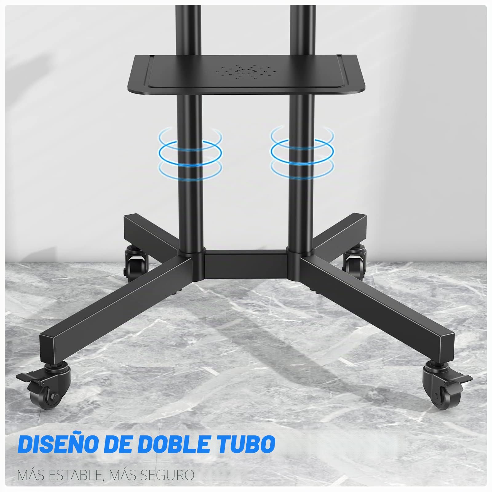 RFIVER Ruedas Soporte Pie para TV de 32 a 80 Pulgadas, Movil de Suelo con Bandeja para Television hasta 50 kg MAX VESA 600x400mm