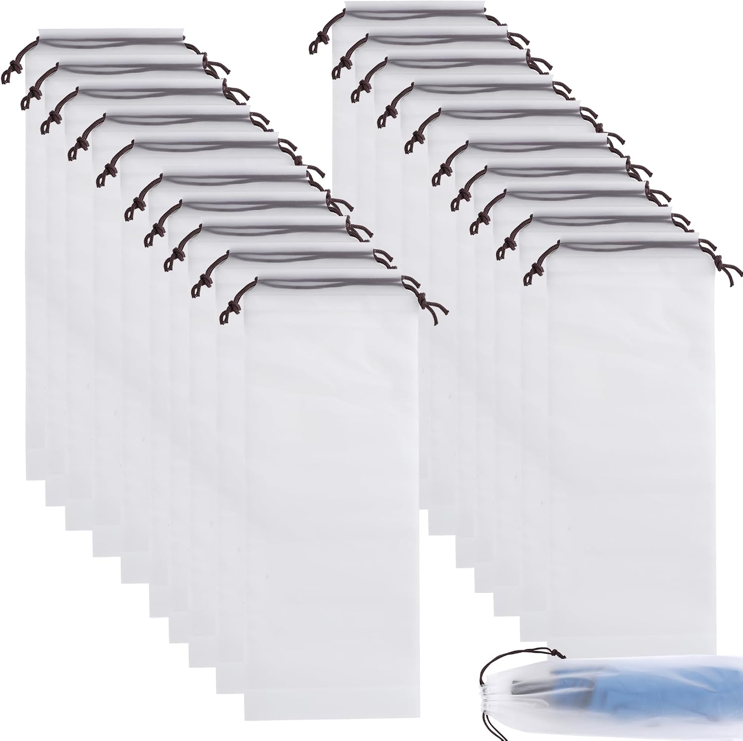 Reusable Umbrella Wet Bags 20pcs Transparent PP Drawstring Sleeves, Waterproof Storage for Car, Office & Travel Compact Portable Carrier for Bottles, Rain Gear​