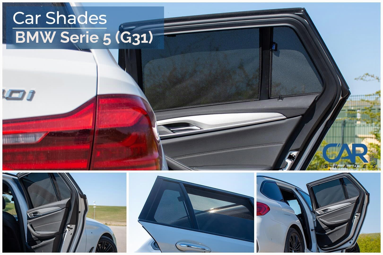 CAR SHADES Juego (Puertas traseras) Compatible con BMW Serie 5 G31 Touring 2017-2023 (2-Partes) cortinillas Parasol a Medida