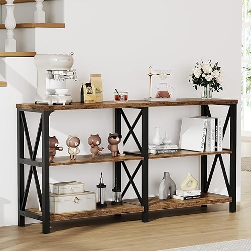 Miniatura 40 de LVB Mesa de sofá rústica, mesa consola de granja para sala de estar, mesa de entrada de pasillo con almacenamiento, mesa de entrada para vestíbulo,