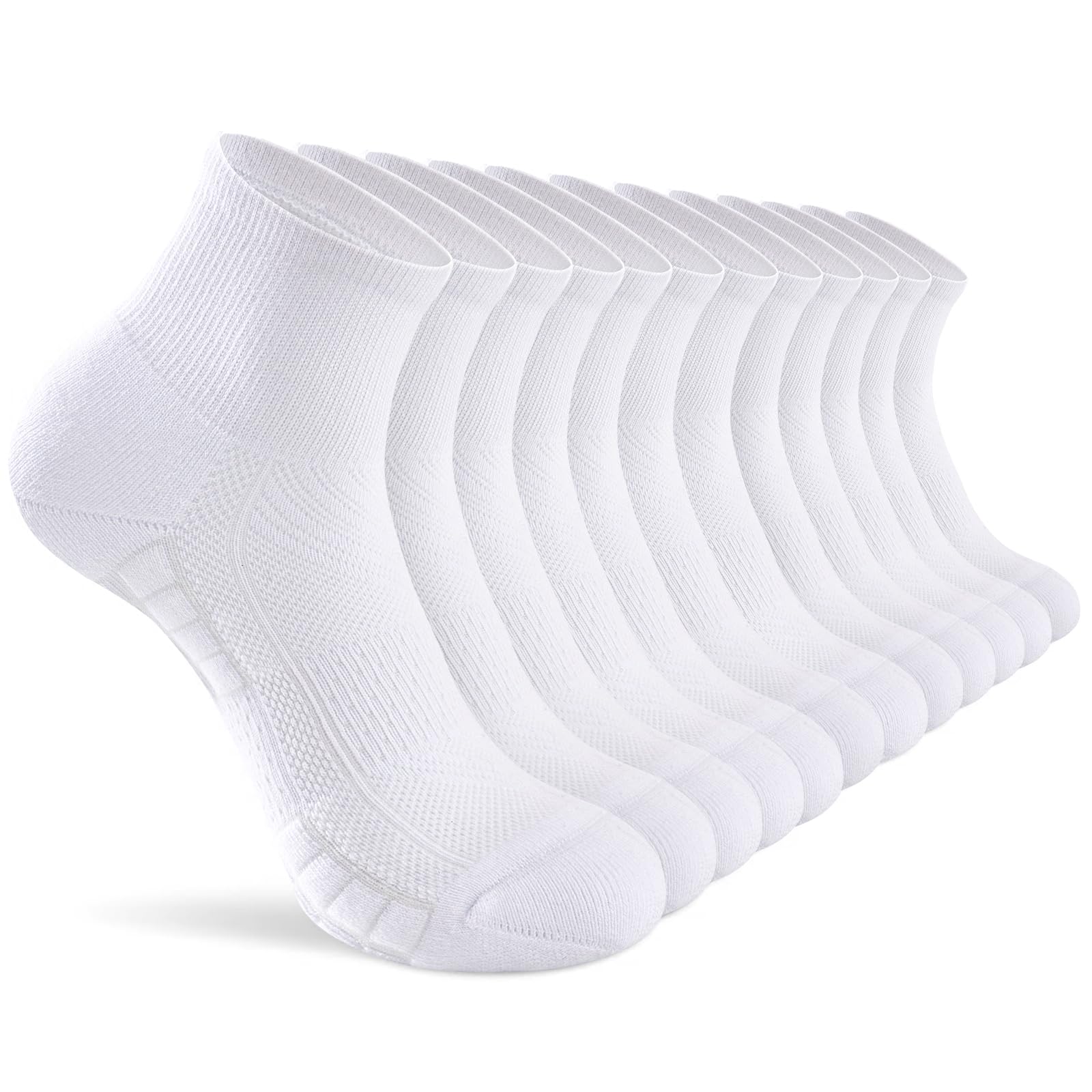 Ankle Running Socks Womens, 6/12 Pairs Cushioned Athletic Sport Quarter Socks