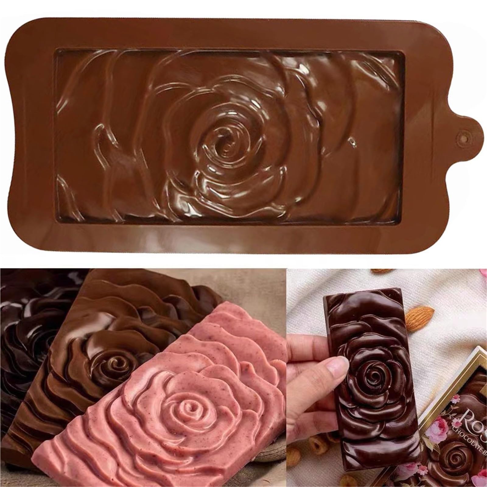 5-teiliges Schokoladenform-Set, 3D-Silikonform, Schokoladenform, Schokoladenriegelform, Bonbonform, Fondantform, Backzubehör Für Schokolade,Praline(Style05)