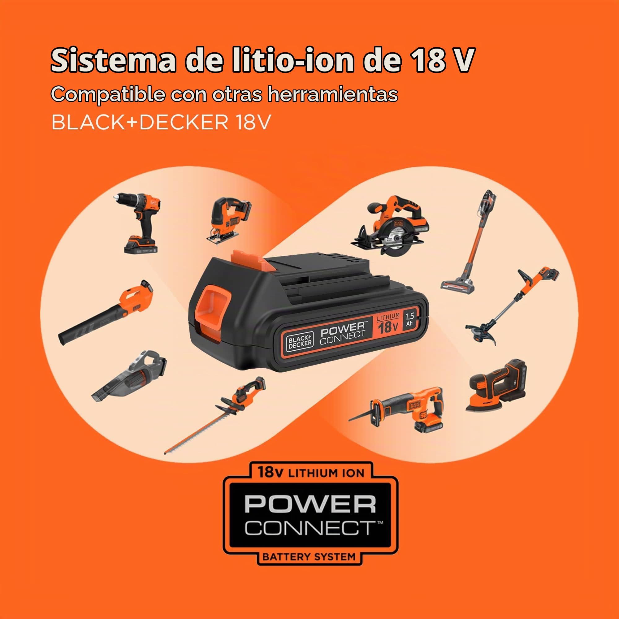 BLACK+DECKER Taladro de percusión 18V, 2 baterías 2Ah, cargador 400mA, 100 accesorios, maletín, BDCHD18D2AB-QW
