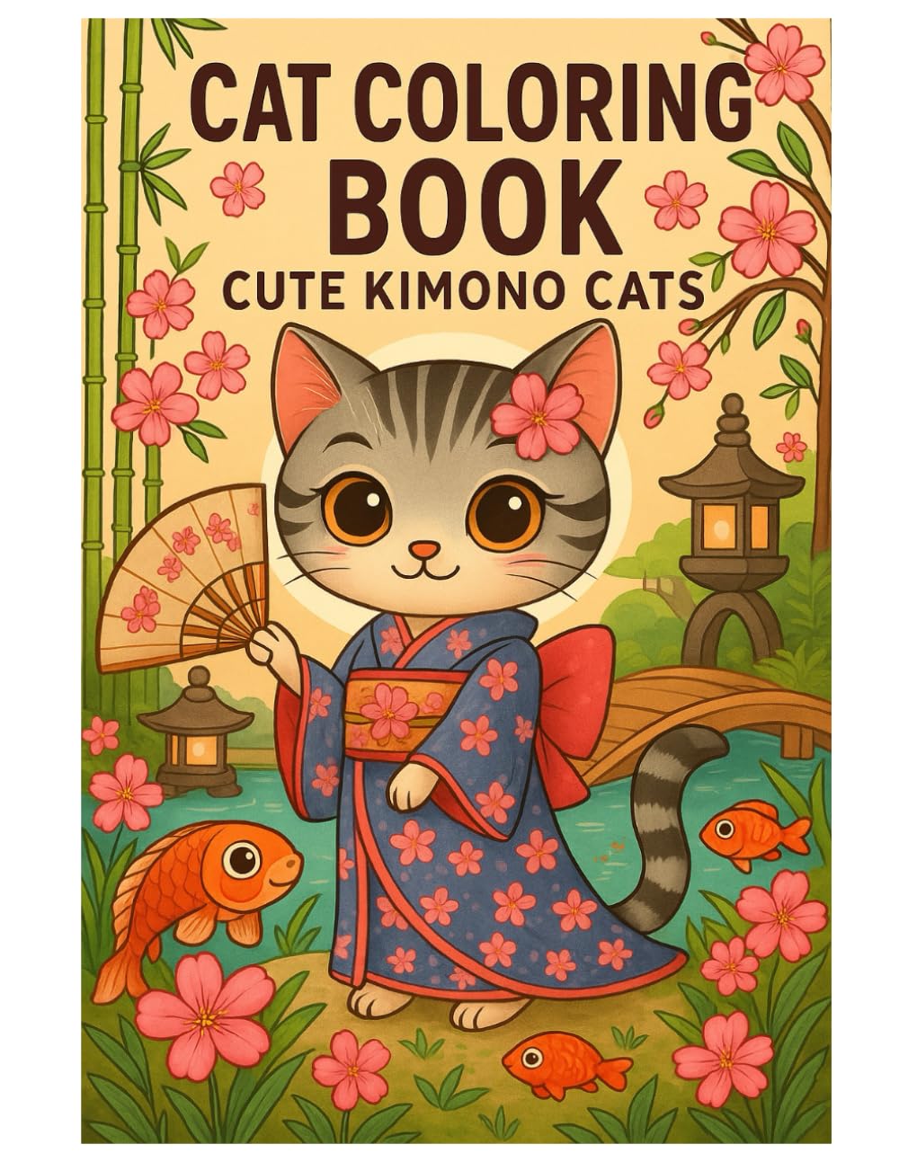 Cat Coloring Book: Cute Kimono Cats and Gentle Nature Scenes
