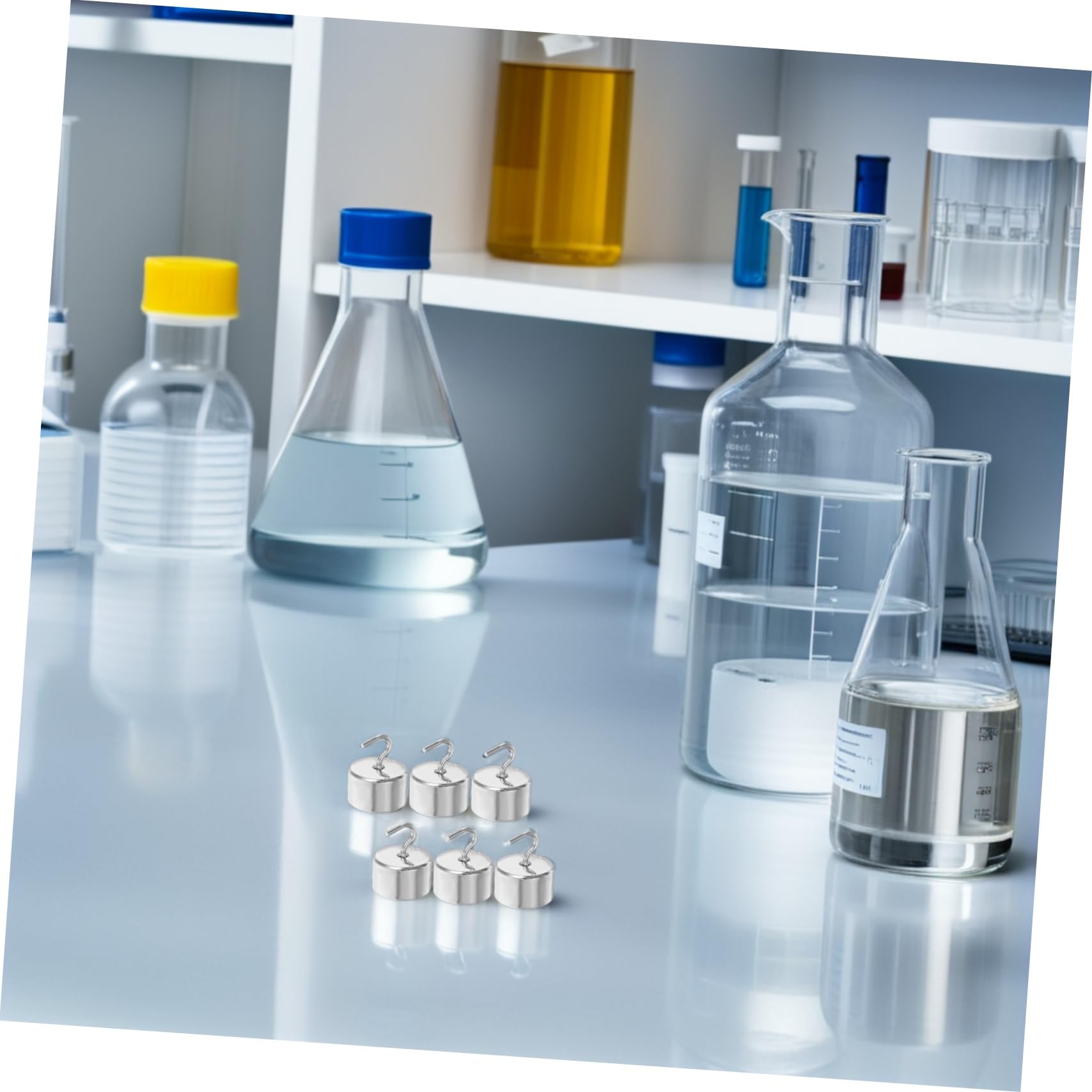 Hemobllo 50 Piezas Pesas de Laboratorio Pesas de Gancho de Hierro Cromado para Física para Experimentos Laboratorio de Ciencias