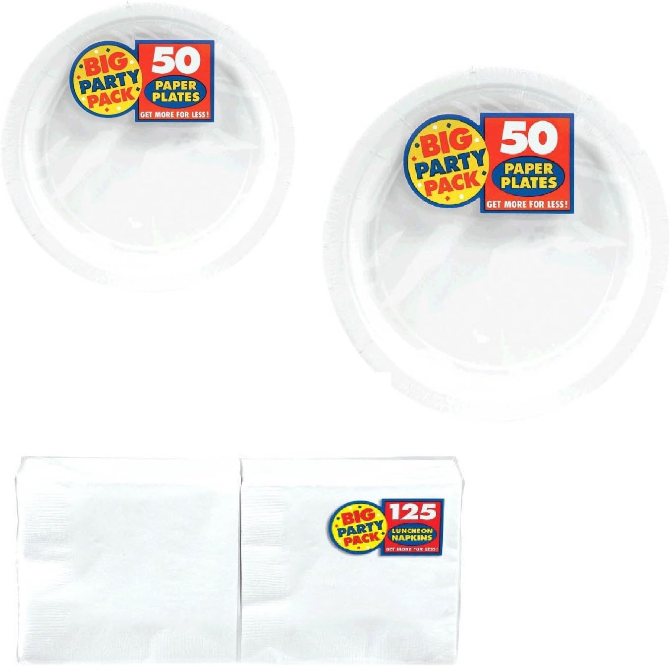 Big Party Pack Party Supplies Value Bundle for 50-9 inch Plates, 7 inch Plates and Beverage Napkins : Home & Kitchen
