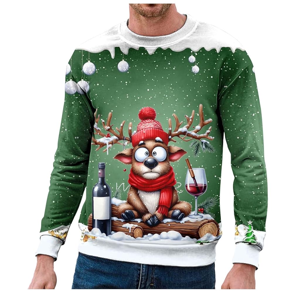 Sweat Noel Homme Manches Longues, Pull Moche De Noël Homme Demi-Zip