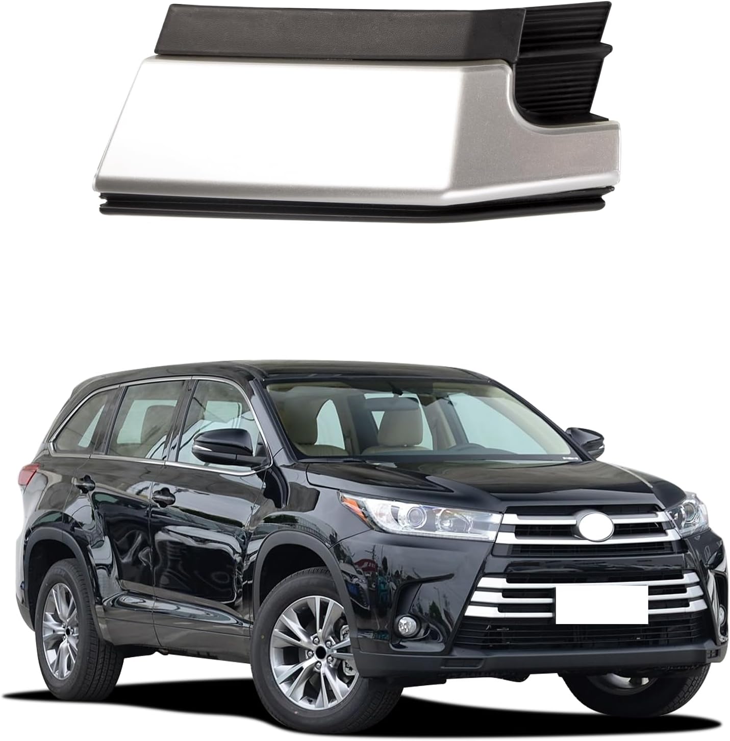 Car Front Bumper Tow Hook Cover Cap Towing Eye for Toyota Highlander 2017 2018 2019 Trailer Cover Cap 521200E920 521270E920 (Silver, Left Driver Side)