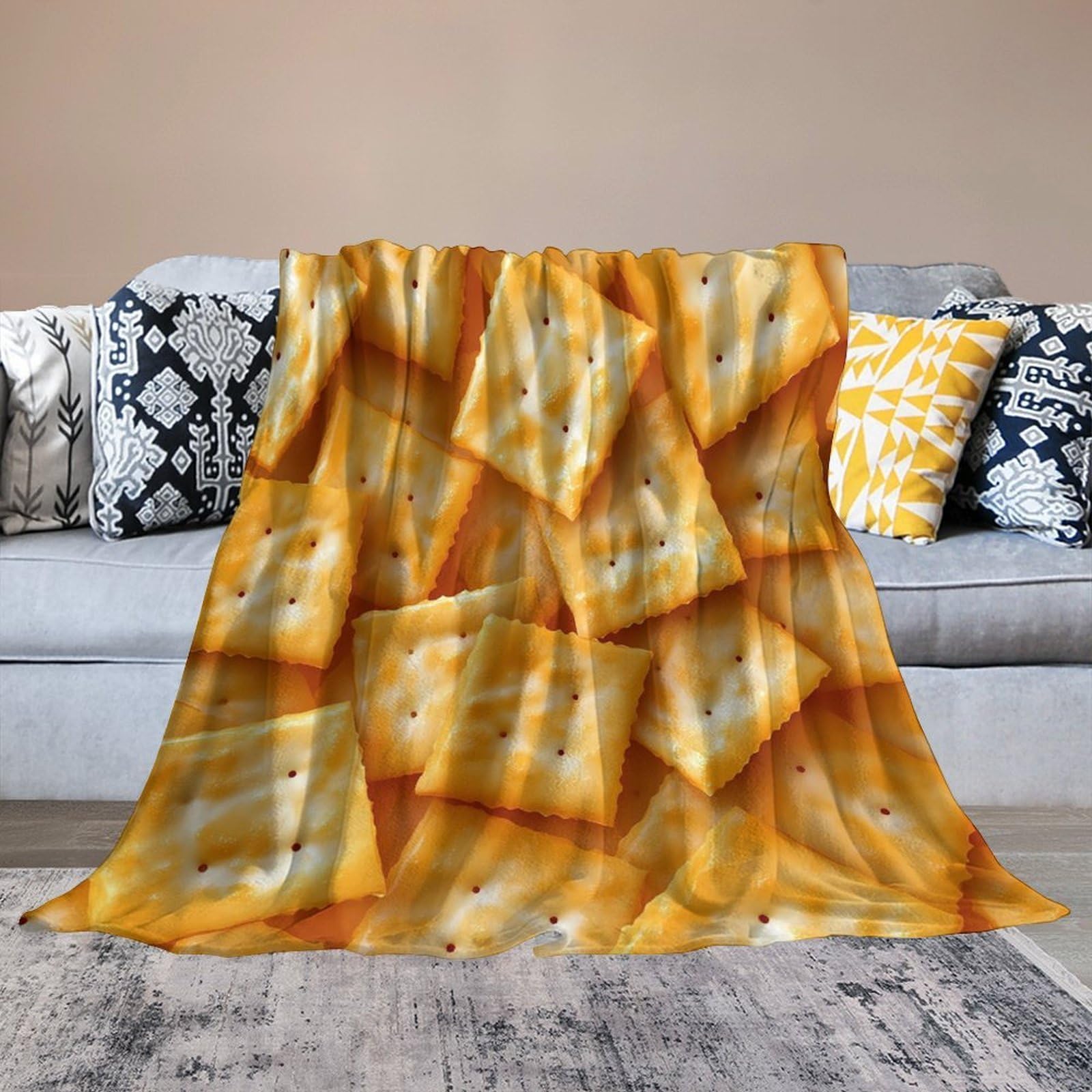 Salted Soda Crackers, leichte Überwurfdecke für Bett, Couch, weiche Flanelldecken, groß, warm, Plüsch-Überwurf, 127 x 177,8 cm