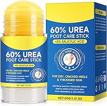 60% Urea with 2% Salicylic Acid Urea Foot Care Stick, Foot Lotion Stick, Foot Care Cream Moisturizer&Hydrates for Dry Cracked Feet, Knees, Elbows, Hands, Heel Stick for Cracked Feet -1.41oz