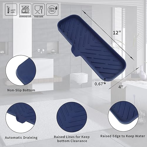 Miniatura 2 de Jaboneras de baño de silicona con boquilla de drenaje, organizador de fregadero de cocina, soporte de esponja, bandeja de jabón para platos,