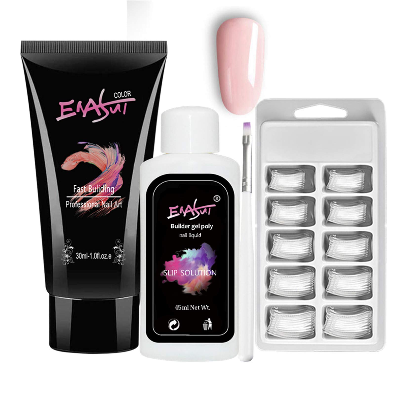 ENASUI Quick Extension Acrylic Nail Gel kit Poly UV Gel Kit 6 Colors Camouflage Builder Nail Gel Nail Technician All-in-One French Kit (Nude Pink)