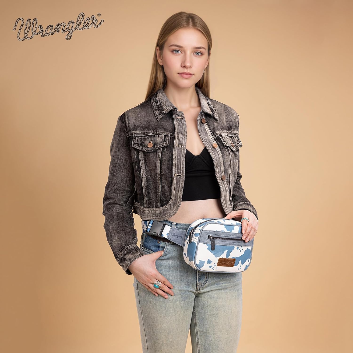 Wrangler Waist Pack for Women Cow Print Fanny Pack Crossbody Belt Bag With Adjustable Strap