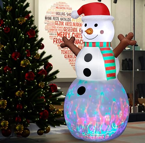 Miniatura 6 de Muñeco de nieve inflable de Navidad de 7 pies decoración de patio inflable feliz iluminado decoraciones de Navidad al aire libre inflables Navidad