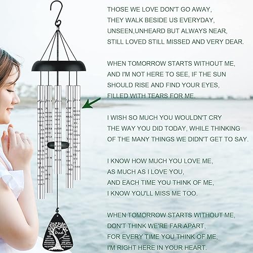 Miniatura 4 de Regalos de duelo conmemorativos de simpatía para la pérdida de papá, padre, Campanas de viento conmemorativas de simpatía para la pérdida de padre,