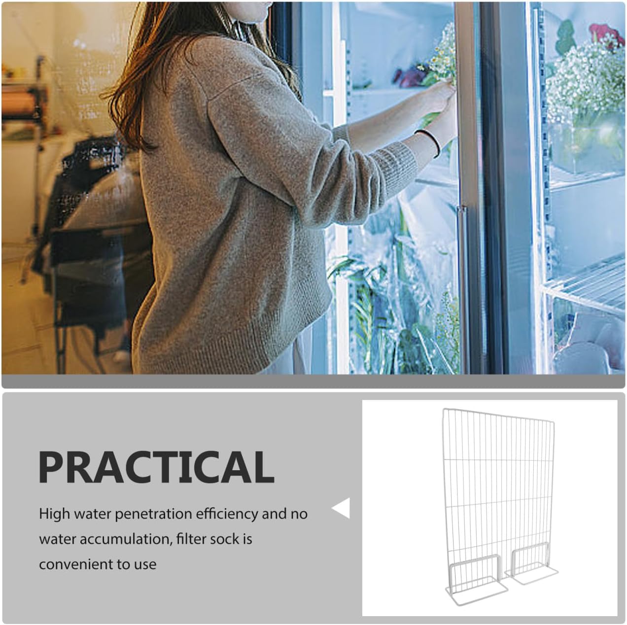 Garneck Refrigerator Partition Wire Shelf Chest Freezer Iron Mesh Dividers Metal Fridge Separator for Organized Storage White Divider for Deep Freezer Cabinet(17.7X13.7inch)