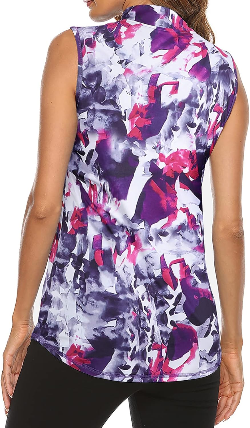 Tanst Sky Women's Sleeveless Golf Polo Shirts Quarter Zip Workout Tank Top Moisture Wicking Clothes - Image 2