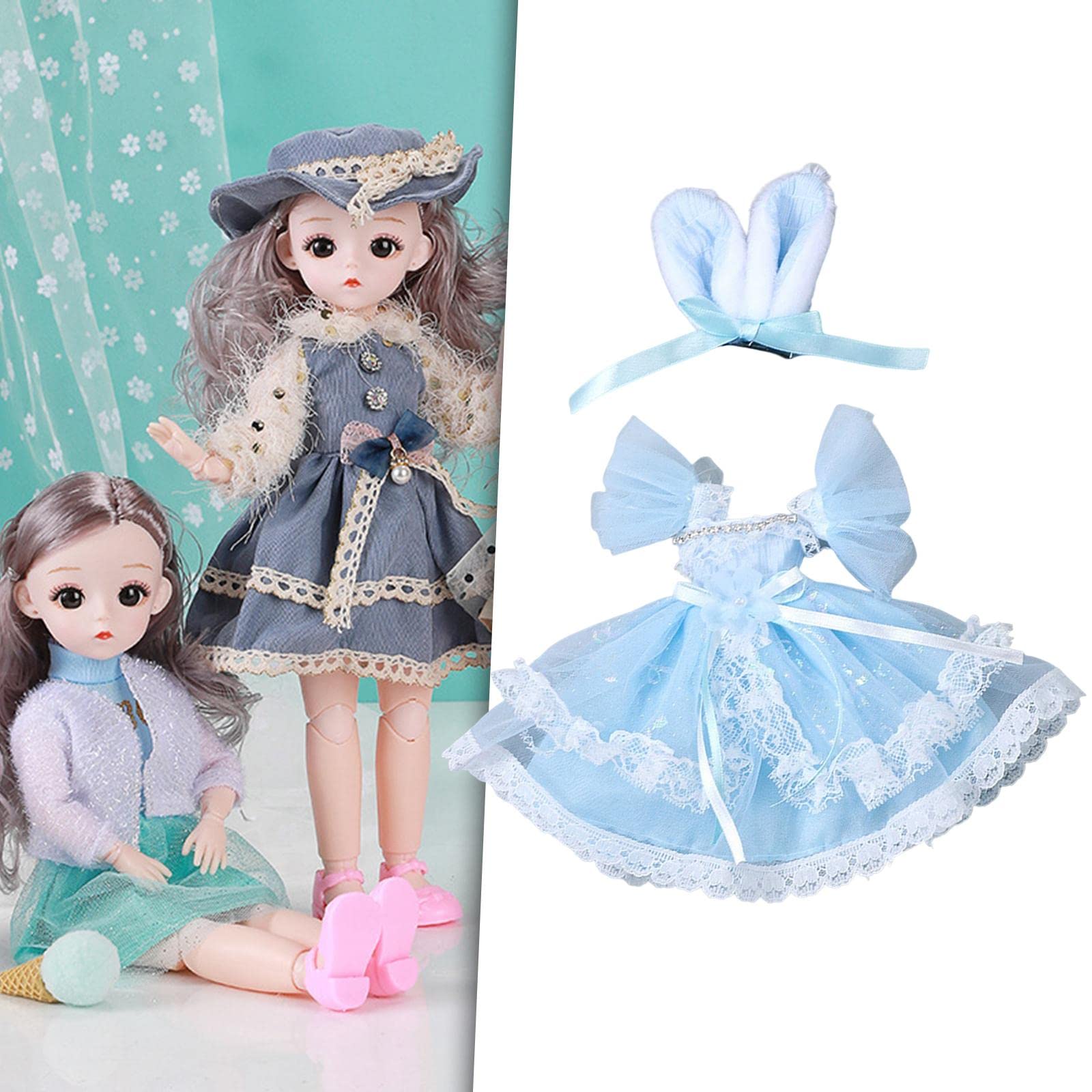 10 Set Puppenkleidung Kleid Kostüme Outfits Kollektionen Mode für 30cm Babypuppe Blau Kurzarm