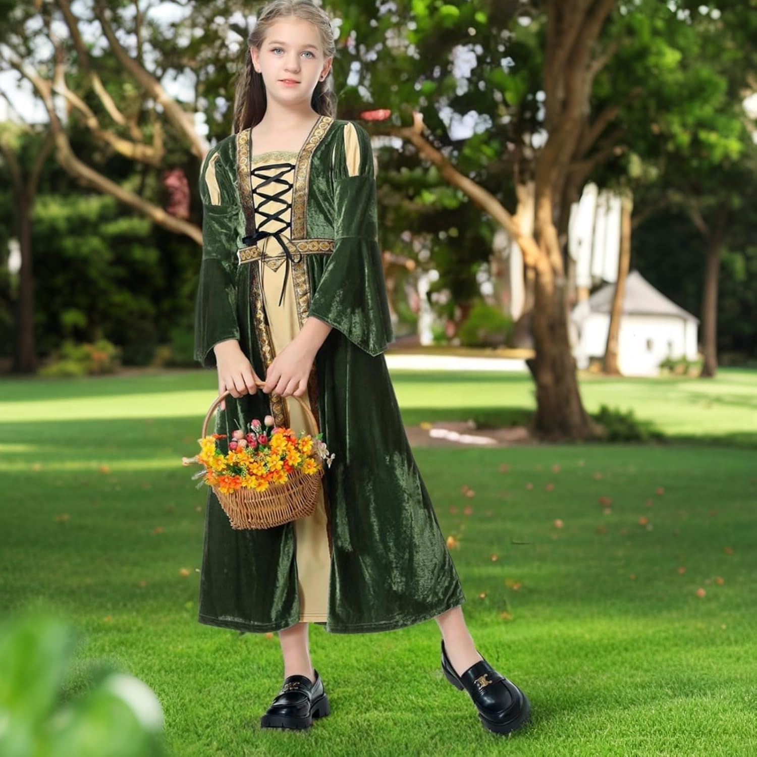 Colorful House Girls Renaissance Dress Medieval Dress Royalty Princess Child Dress Up Fancy Costume for Halloween - Image 2