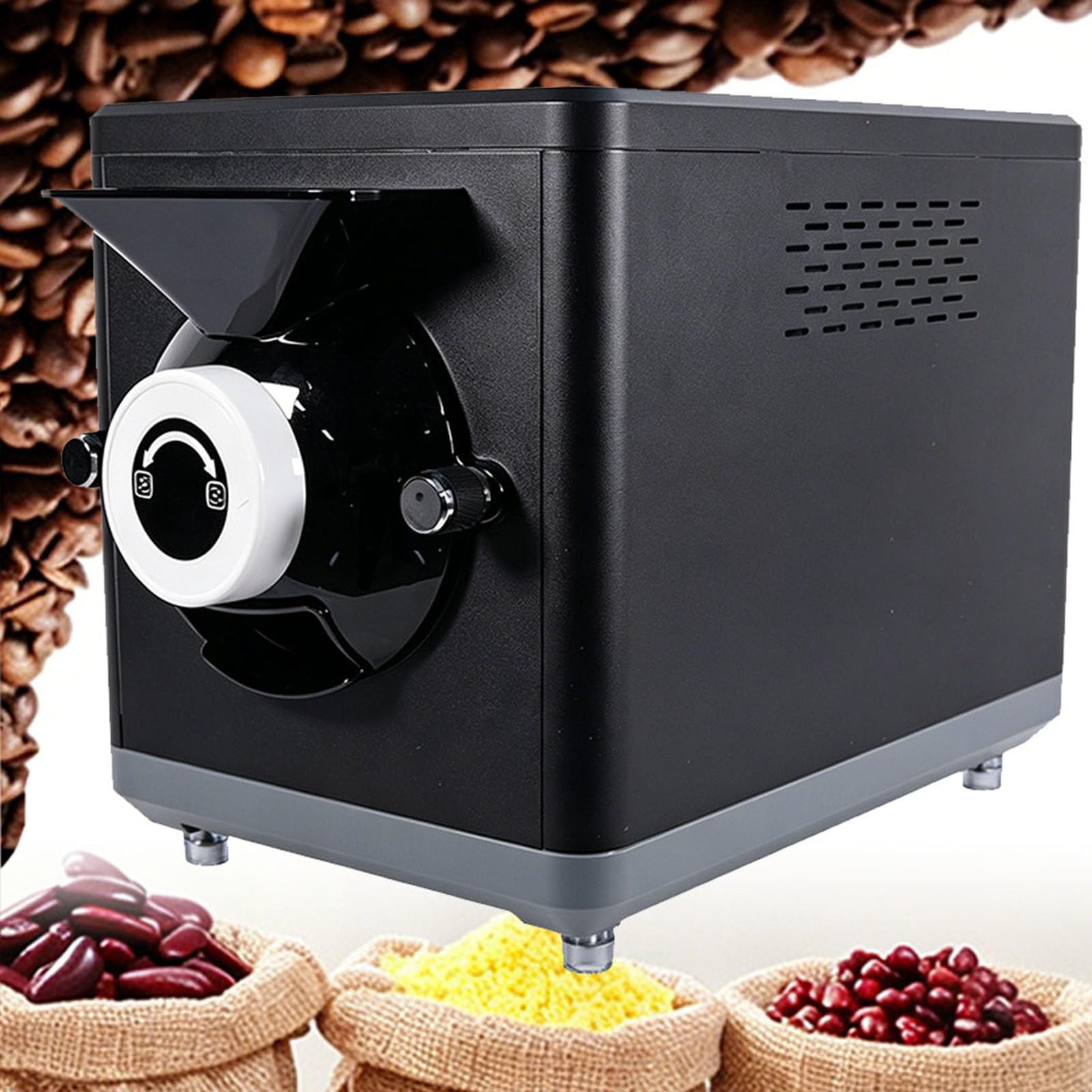 SHENGSHIYU Automatic Timing Coffee Roasters,360° Even Stirring,1500G Capacity,Precise Temperature Control 100℃-250℃,Non-stick Inner Pot,Grain & Nut Roaster/Coffee Bean Roaster Black