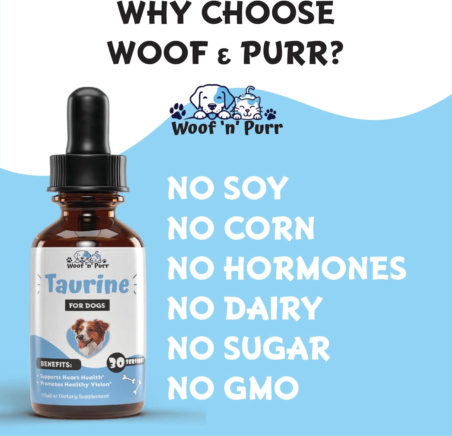 Taurine for Dogs - Taurine Supplement for Dogs - Supports Healthy Vision, Heart, Immune System, & Much More - Dog Heart Supplements - Dog Heart Health - 1 fl oz - Bacon Flavor