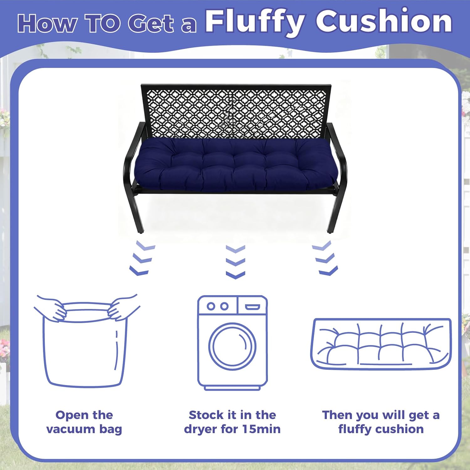 Patio Bench Cushion with Ties Outdoor Printing Loveseat Cushion for Porch Garden Patio 51x 20 Thicken Bench Cushion for Porch Swing Wicker Loveseat,Orange Flower