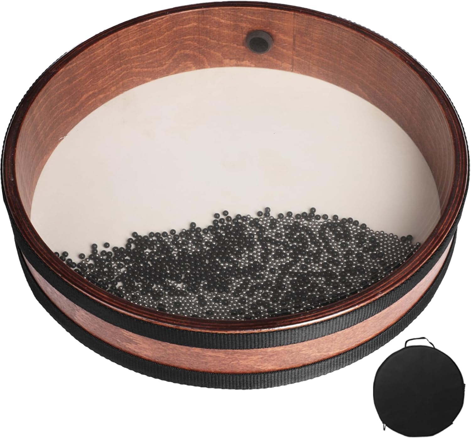 Professionelle 12-Zoll-ozeanwellentrommel – Meditationstrommel Aus Ziegenfell Mit Stahlperlen, Ideal Für Entspannung, Yoga Und Klangtherapie, Inklusive Tragetasche