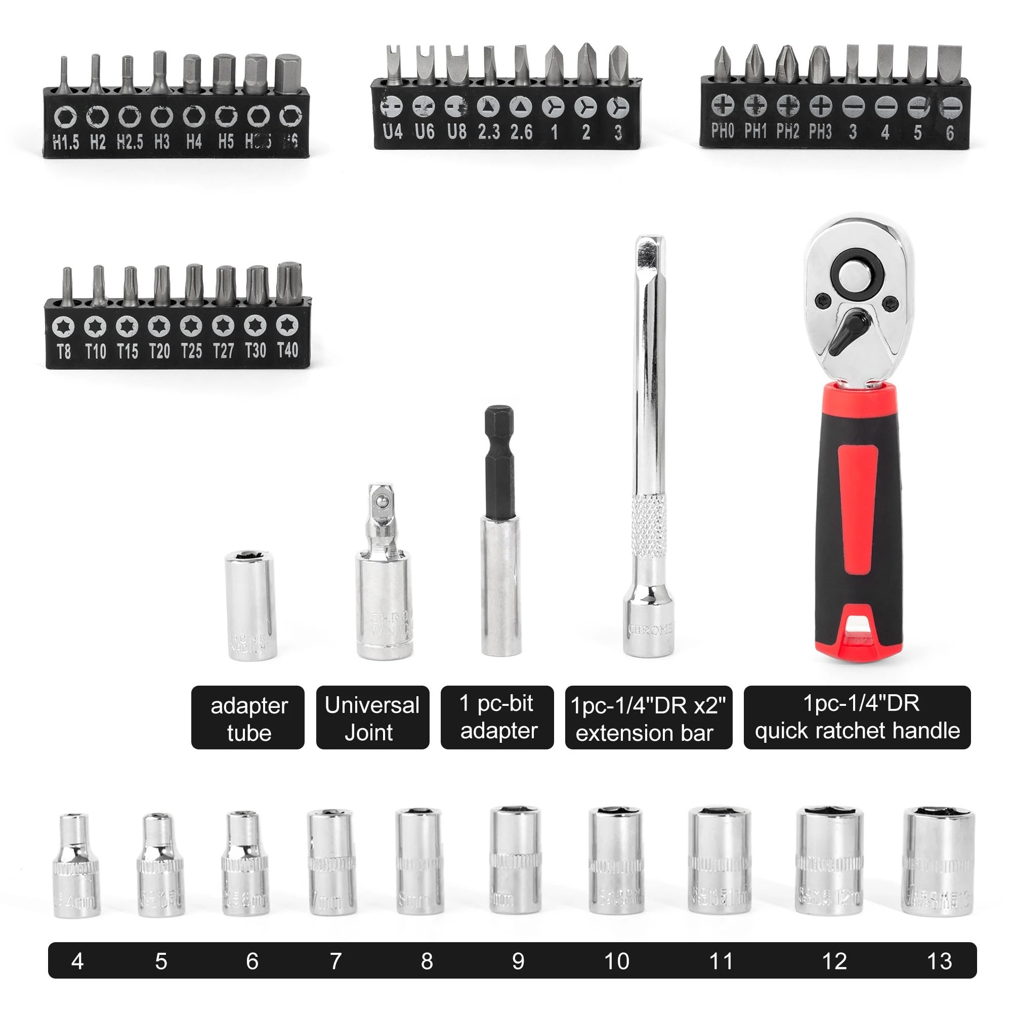 Set utensili multiuso Set di cacciaviti per chiavi dinamometriche a cricchetto punte magnetiche Prese per testa Kit utensili manuali multifunzionali per la casa