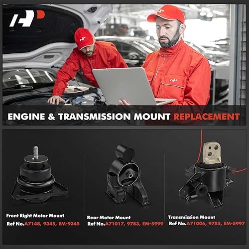 Miniatura 2 de A-Premium Kit de montaje de motor y transmisión de 3 piezas compatible con Kia Forte 2010-2013, Forte Koup 2010-2013, Forte5 2012-2013, 2.0L 2.4L,