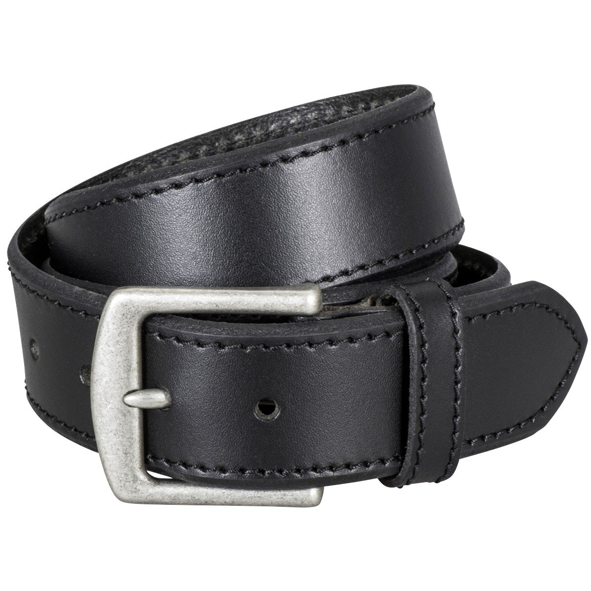 Lindenmann Men's Schwarz Leather Belt/ Belt, Full Grain Leather Stitched, Black, Größe/Size:110, Farbe/Color:black