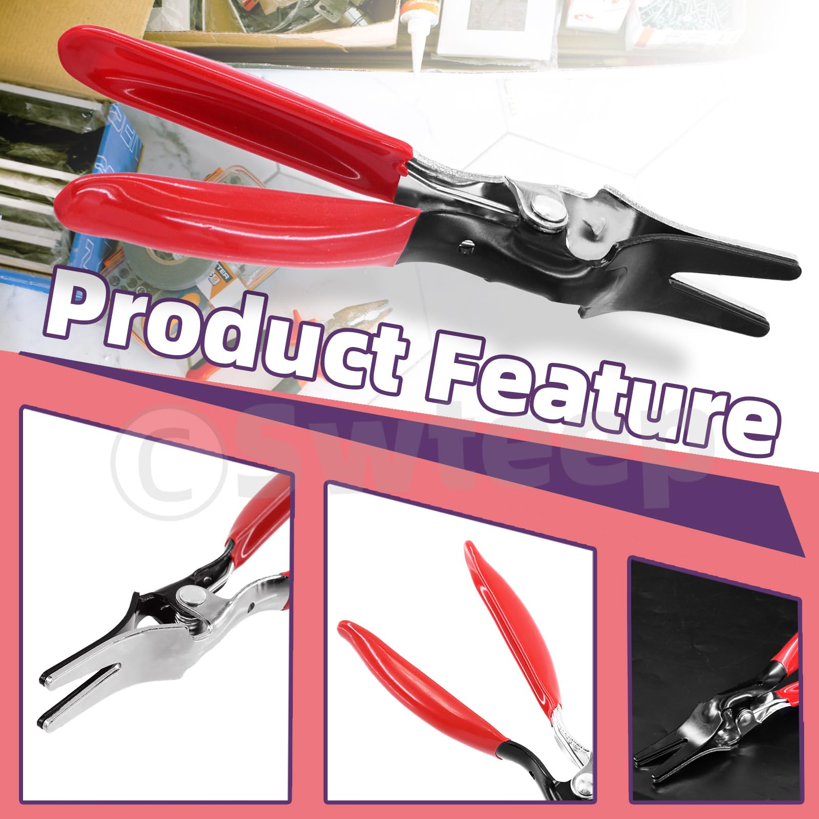 Swpeet 1Pcs Automobile Hose Remover Pliers, Auto Fuel and Vacuum Line Tube Hose Remover Separator Pliers Pipe Repairing Tool Hose Pipe Removal Tool