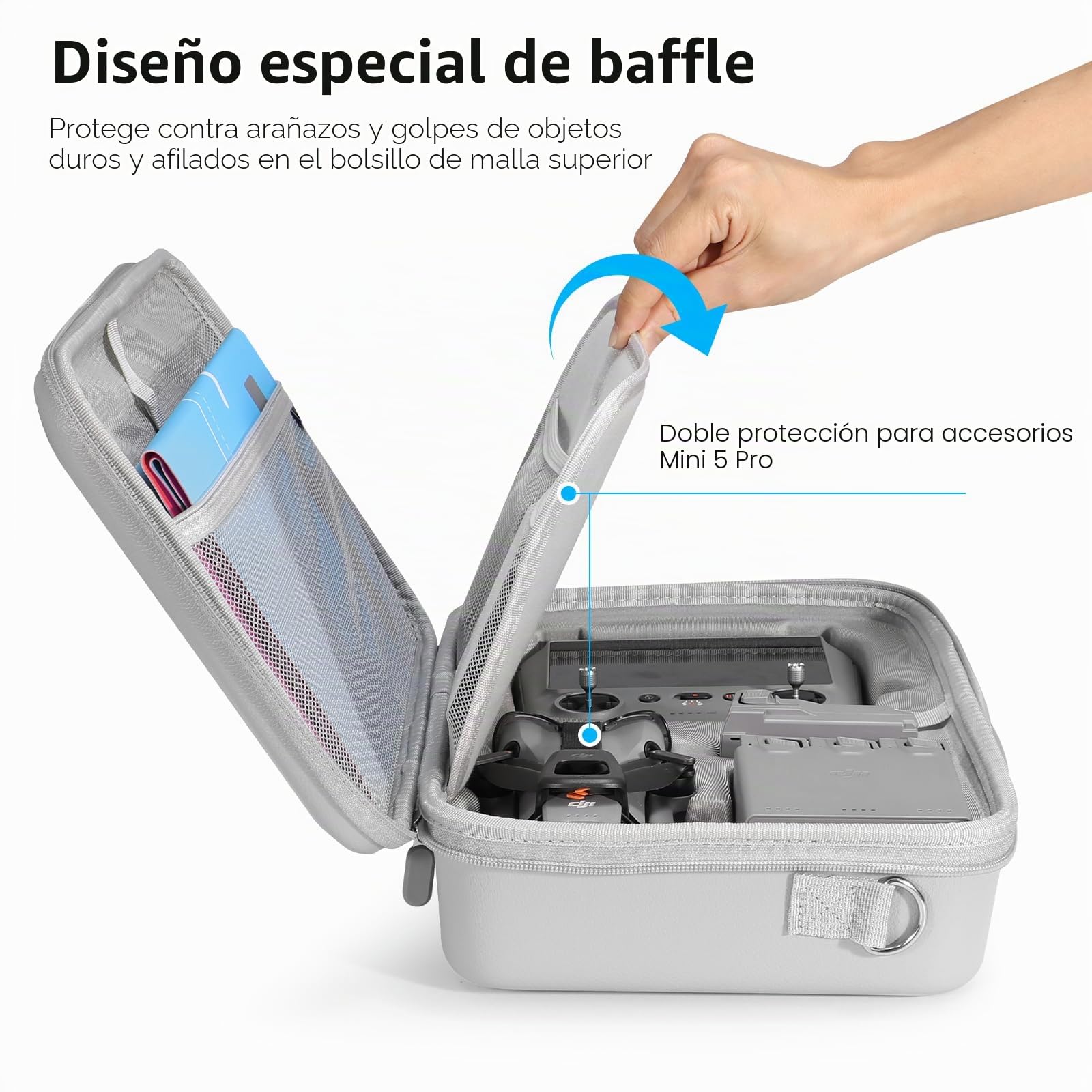 FPVtosky Bolsa para dji Mini 5 Pro, Bolsa de Viaje rígida portátil para Mini5 Pro Fly More Combo, Bolsa de Almacenamiento de Piel sintética para Controlador RC 2, Accesorios para Drones（Solo Funda）
