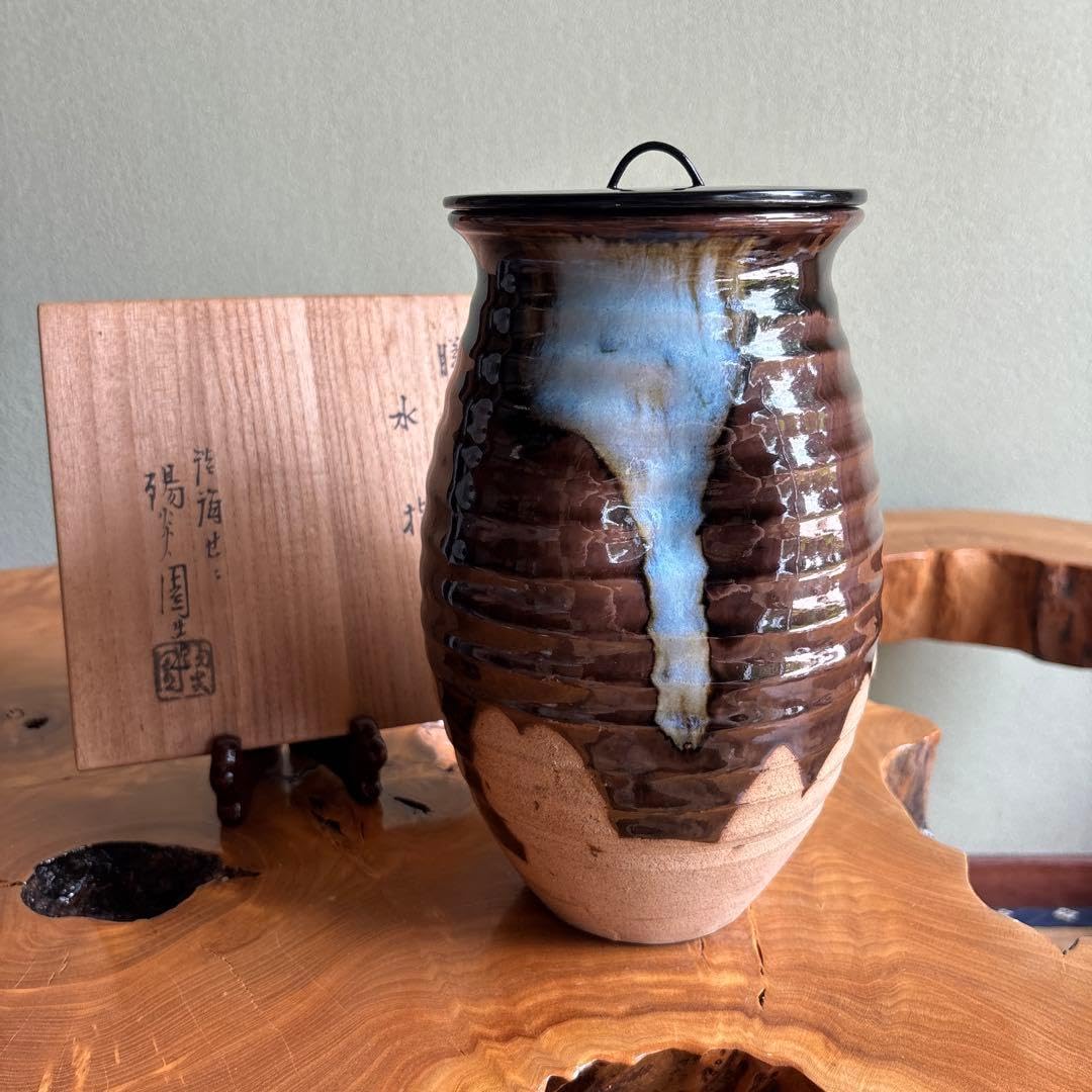 Amazon.co.jp: 膳所焼 水指 淡海ぜぜ 陽炎園 共箱 : 食品・飲料・お酒