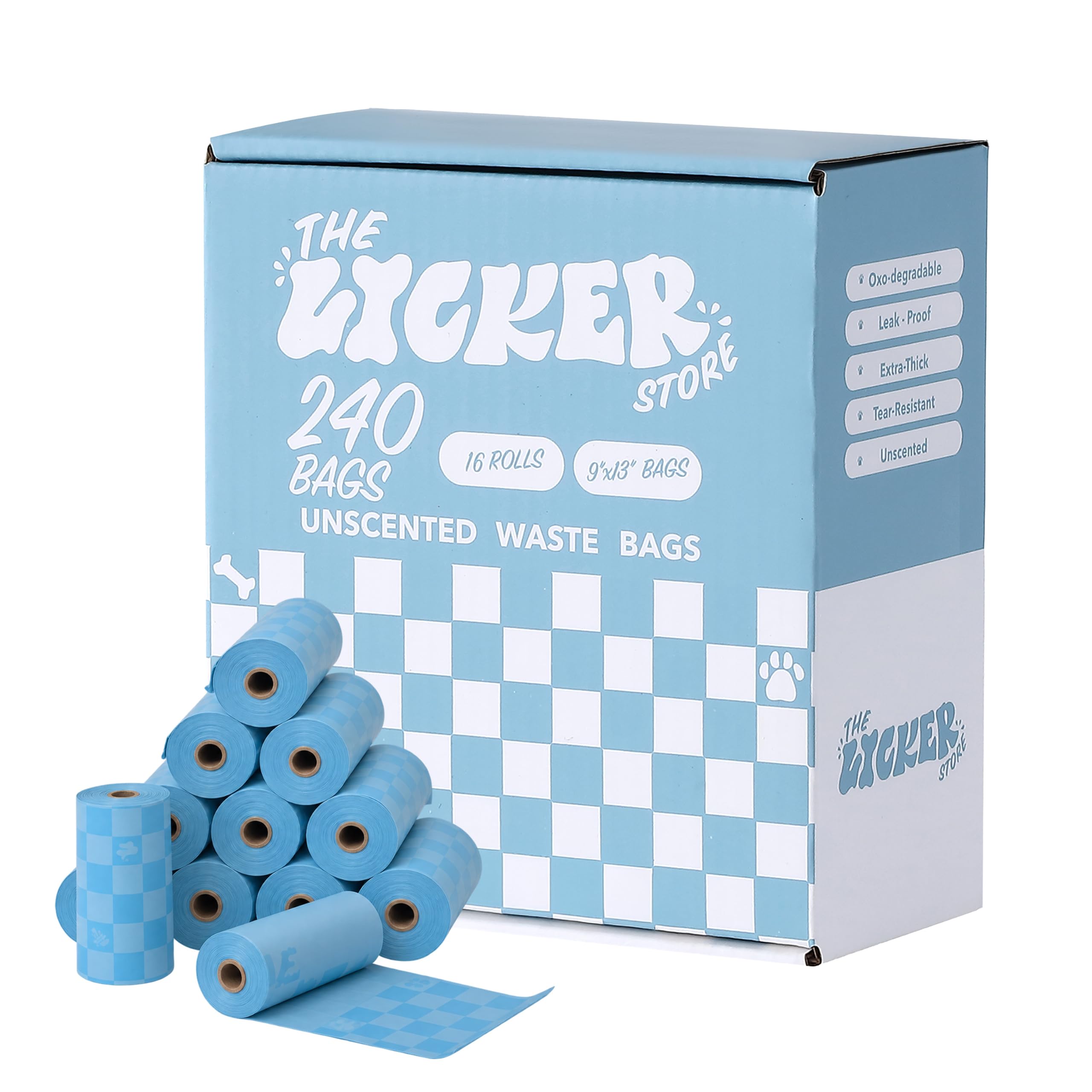 9"x13" Thick Leakproof Blue Waste Bags, 240 Count 16 Rolls