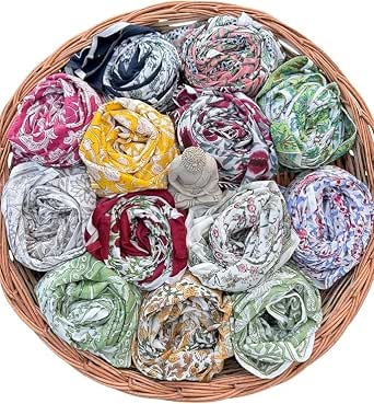 Hand Block Printed Cotton Fashion Neck Scarf for Women - Lightweight Floral Wrap