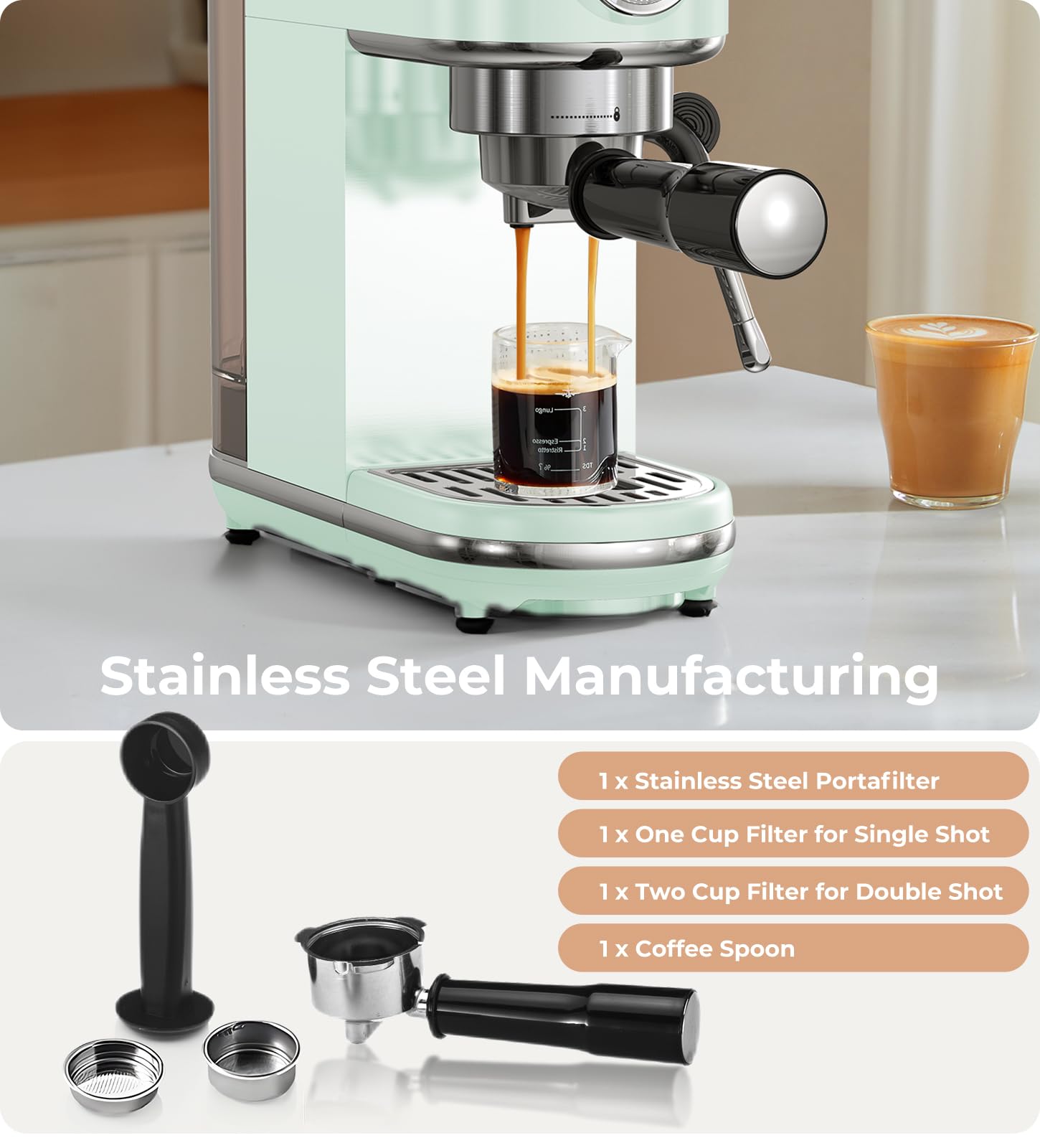 atatix Espresso Machine with Milk Frother, 20 Bar Pressure Espresso Maker view 7