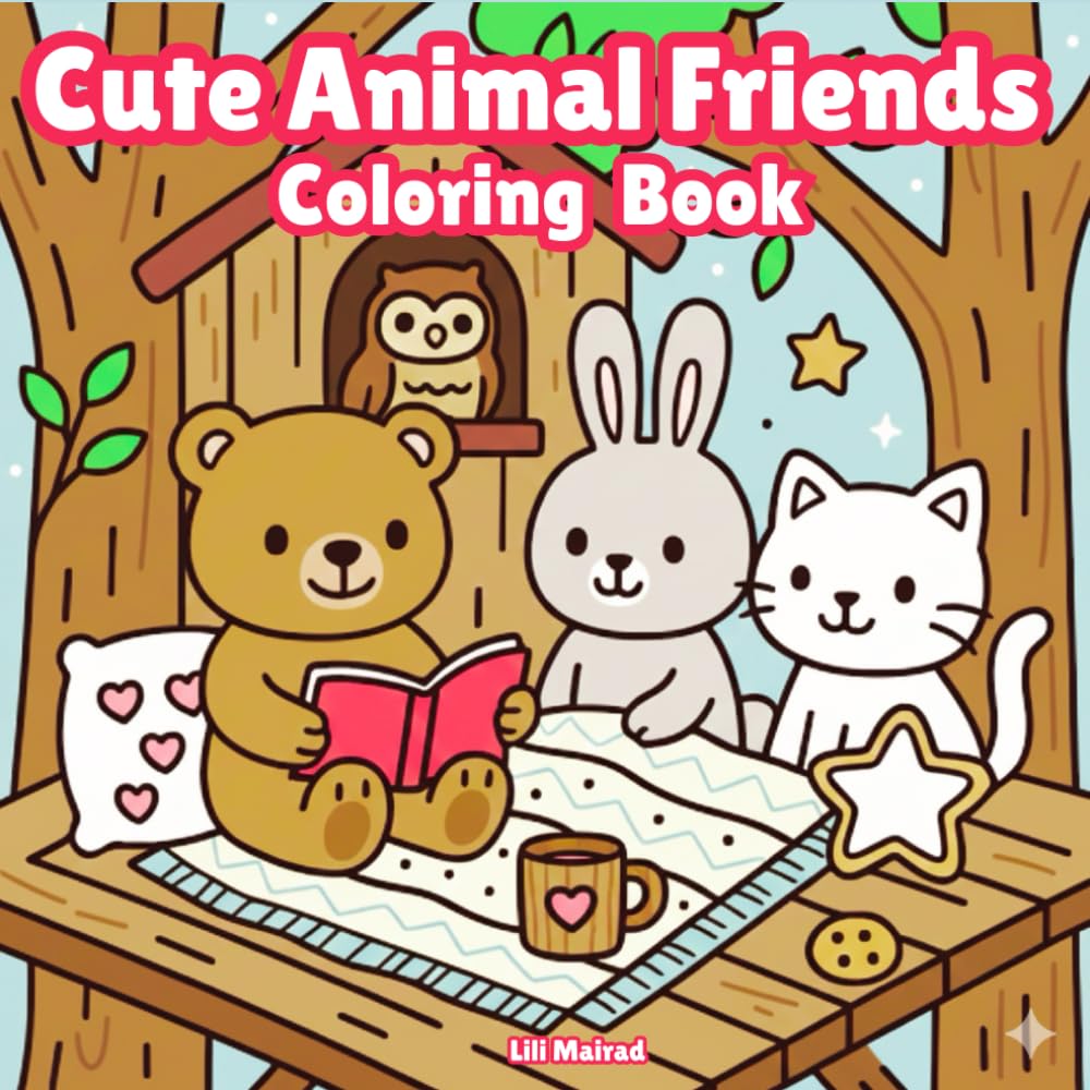 Cute Animal Friends Coloring Book: Cozy and Fluffy Forest Friends for Relaxing, Creative and Fun Coloring