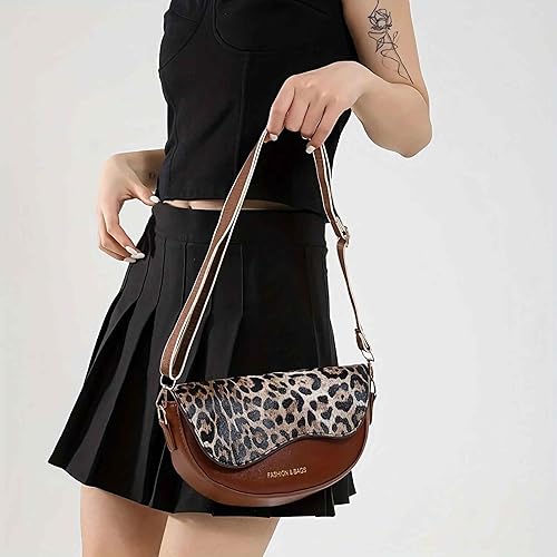 Vista 9 de Bolso cruzado con estampado de leopardo para mujer, bolso de hombro pequeño de moda para mujer, bolso de guepardo marrón, bolsos para mujer