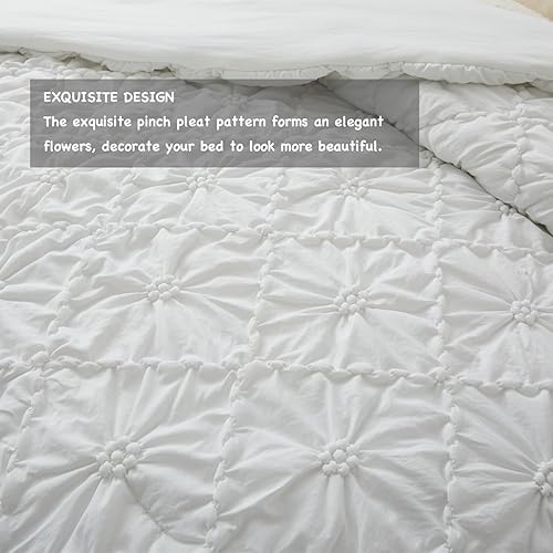 Miniatura 5 de BEDAZZLED Juego de edredón tamaño Queen, 3 piezas de cama en una bolsa, exquisito edredón plisado, ropa de cama bohemia alternativa al plumón con