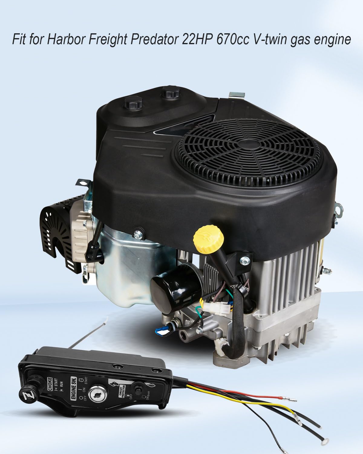 Ignition Switch Control Box with 2 Keys Fit for Harbor Freight Predator 22HP 670cc V-Twin Gas Engine for Marine Equipment Cleaning Machines Generators Water Pumps Lawn Mowers