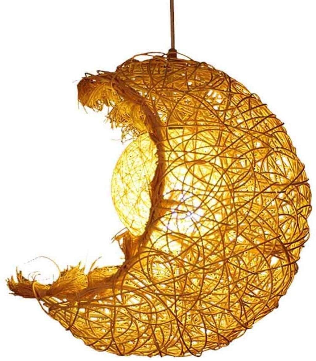 Moderne hängende Deckenleuchte, handgefertigt, aus Rattan, Mond-Stil, Kronleuchter, kreative Decken-Anhänger, Beleuchtung, Lichterkette, Innen, Kinderzimmer, Schlafzimmer, Esszimmer,