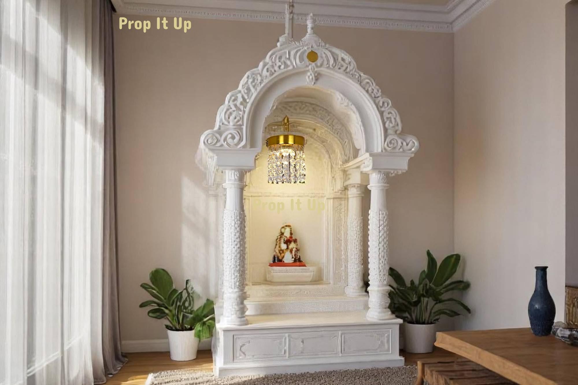 Prop It Up Small Crystal Ceiling lamp for Small Spaces, Vintage Crystal Chandelier, Golden Antique Finish, Indoor Ceiling Light for Living Room-image-39